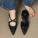 Load image into Gallery viewer, Women's Red Flats Cross Strap Pointed Toe Slingback Style