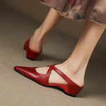 Load image into Gallery viewer, Women's Red Flats Cross Strap Pointed Toe Slingback Style