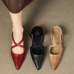 Load image into Gallery viewer, Women's Red Flats Cross Strap Pointed Toe Slingback Style