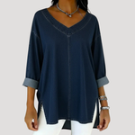 Load image into Gallery viewer, Women's Tunic Top V Neck Elbow Sleeve Side Slit Relaxed Style
