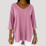 Load image into Gallery viewer, Women's Tunic Top V Neck Elbow Sleeve Side Slit Relaxed Style