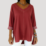 Load image into Gallery viewer, Women's Tunic Top V Neck Elbow Sleeve Side Slit Relaxed Style
