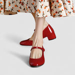 Load image into Gallery viewer, Women's Mary Jane Shoes Patent Finish Block Heel Round Toe Style
