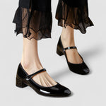 Load image into Gallery viewer, Women's Mary Jane Shoes Patent Finish Block Heel Round Toe Style