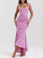 Load image into Gallery viewer, Women's Mother of the Bride Dresses Corset Bodice Jacquard Lace Mermaid Midi