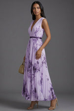Load image into Gallery viewer, Elegant Mother of the Bride Dresses for Women with Pleated Floral V-Neck Midi Formal Wedding Guest Style