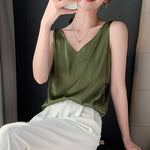 Load image into Gallery viewer, Effortless Satin Blouses for Women with V-Neck Sleeveless Tank Loose Fit Casual Elegant Style