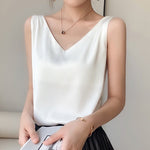 Load image into Gallery viewer, Effortless Satin Blouses for Women with V-Neck Sleeveless Tank Loose Fit Casual Elegant Style