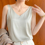 Load image into Gallery viewer, Effortless Satin Blouses for Women with V-Neck Sleeveless Tank Loose Fit Casual Elegant Style