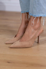Load image into Gallery viewer, Women's Brown Wedding Shoes Slingback Strap Pointed Toe Stiletto Heel