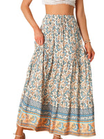 Load image into Gallery viewer, Women's Printed Maxi Skirt High Waist Side Slit Flowing
