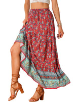 Load image into Gallery viewer, Women's Printed Maxi Skirt High Waist Side Slit Flowing