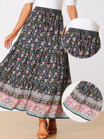 Load image into Gallery viewer, Women's Printed Maxi Skirt High Waist Side Slit Flowing