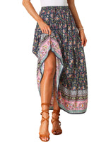 Load image into Gallery viewer, Women's Printed Maxi Skirt High Waist Side Slit Flowing
