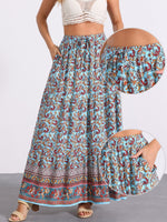 Load image into Gallery viewer, Women's Printed Maxi Skirt High Waist Side Slit Flowing