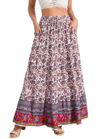 Load image into Gallery viewer, Women's Printed Maxi Skirt High Waist Side Slit Flowing