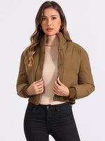 Load image into Gallery viewer, Women's Bomber Jacket Zip Front Stand Collar Padded Cropped Style