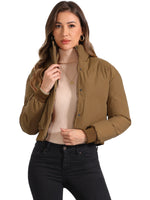 Load image into Gallery viewer, Women's Bomber Jacket Zip Front Stand Collar Padded Cropped Style
