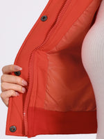 Load image into Gallery viewer, Women's Bomber Jacket Zip Front Stand Collar Padded Cropped Style