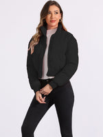 Load image into Gallery viewer, Women's Bomber Jacket Zip Front Stand Collar Padded Cropped Style