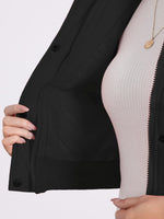 Load image into Gallery viewer, Women's Bomber Jacket Zip Front Stand Collar Padded Cropped Style