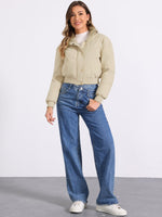 Load image into Gallery viewer, Women's Bomber Jacket Zip Front Stand Collar Padded Cropped Style