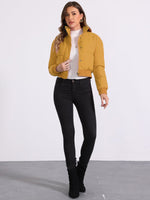 Load image into Gallery viewer, Women's Bomber Jacket Zip Front Stand Collar Padded Cropped Style