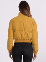 Load image into Gallery viewer, Women's Bomber Jacket Zip Front Stand Collar Padded Cropped Style