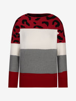 Load image into Gallery viewer, Women's Sweatshirt Leopard Print Color Block Crewneck Knit Style