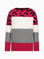 Load image into Gallery viewer, Women's Sweatshirt Leopard Print Color Block Crewneck Knit Style