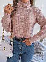 Load image into Gallery viewer, Women's Sweatshirt Turtleneck Cable Knit Long Sleeve Style