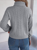 Load image into Gallery viewer, Women's Sweatshirt Turtleneck Cable Knit Long Sleeve Style