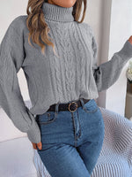 Load image into Gallery viewer, Women's Sweatshirt Turtleneck Cable Knit Long Sleeve Style