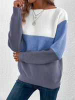 Load image into Gallery viewer, Women's Sweatshirt Color Block Crewneck Long Sleeve Knit Style
