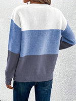 Load image into Gallery viewer, Women's Sweatshirt Color Block Crewneck Long Sleeve Knit Style
