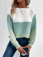 Load image into Gallery viewer, Women's Sweatshirt Color Block Crewneck Long Sleeve Knit Style