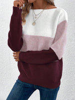 Load image into Gallery viewer, Women's Sweatshirt Color Block Crewneck Long Sleeve Knit Style