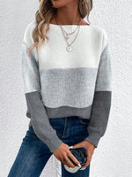 Load image into Gallery viewer, Women's Sweatshirt Color Block Crewneck Long Sleeve Knit Style