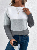 Load image into Gallery viewer, Women's Sweatshirt Color Block Crewneck Long Sleeve Knit Style