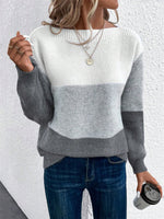 Load image into Gallery viewer, Women's Sweatshirt Color Block Crewneck Long Sleeve Knit Style