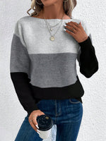 Load image into Gallery viewer, Women's Sweatshirt Color Block Crewneck Long Sleeve Knit Style
