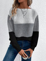 Load image into Gallery viewer, Women's Sweatshirt Color Block Crewneck Long Sleeve Knit Style