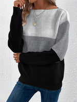 Load image into Gallery viewer, Women's Sweatshirt Color Block Crewneck Long Sleeve Knit Style