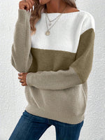 Load image into Gallery viewer, Women's Sweatshirt Color Block Crewneck Long Sleeve Knit Style