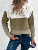 Load image into Gallery viewer, Women's Sweatshirt Color Block Crewneck Long Sleeve Knit Style
