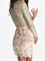 Load image into Gallery viewer, Women's Sequin Birthday Dress V Neck Wrap Fringe Hem