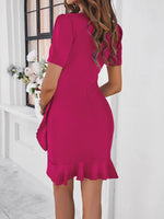 Load image into Gallery viewer, Women's Mini Dress Round Neck Short Sleeve Ruffle Hem Bodycon Style