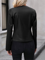Load image into Gallery viewer, Women's Leather Jacket Zip Front Cropped Moto Style