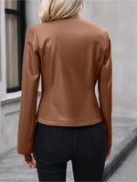 Load image into Gallery viewer, Women's Leather Jacket Zip Front Cropped Moto Style
