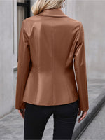 Load image into Gallery viewer, Women's Leather Jacket Double Breasted Lapel Tailored Blazer Style